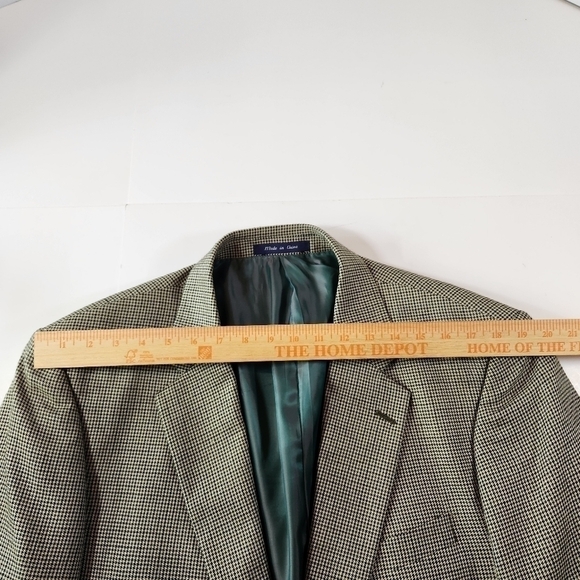 ALAN Flusser 44L Brown Houndstooth 2-Button Blazer Sport Coat Suit Jacket Silk - Picture 8 of 12